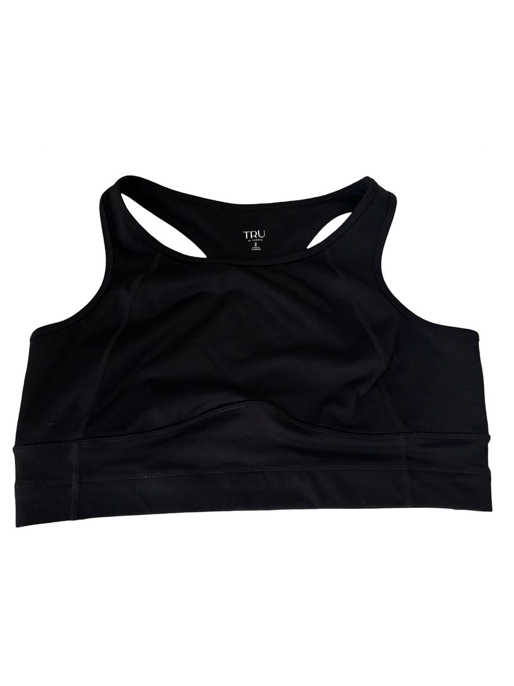 Tru by Torrid Black Low Impact Racerback Sports Bra Sz 2